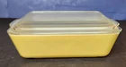 Vtg Pyrex Lite Yellow #503-B Refrigerator Dish 1-1/2 Quart w/Half Ribbed Lid