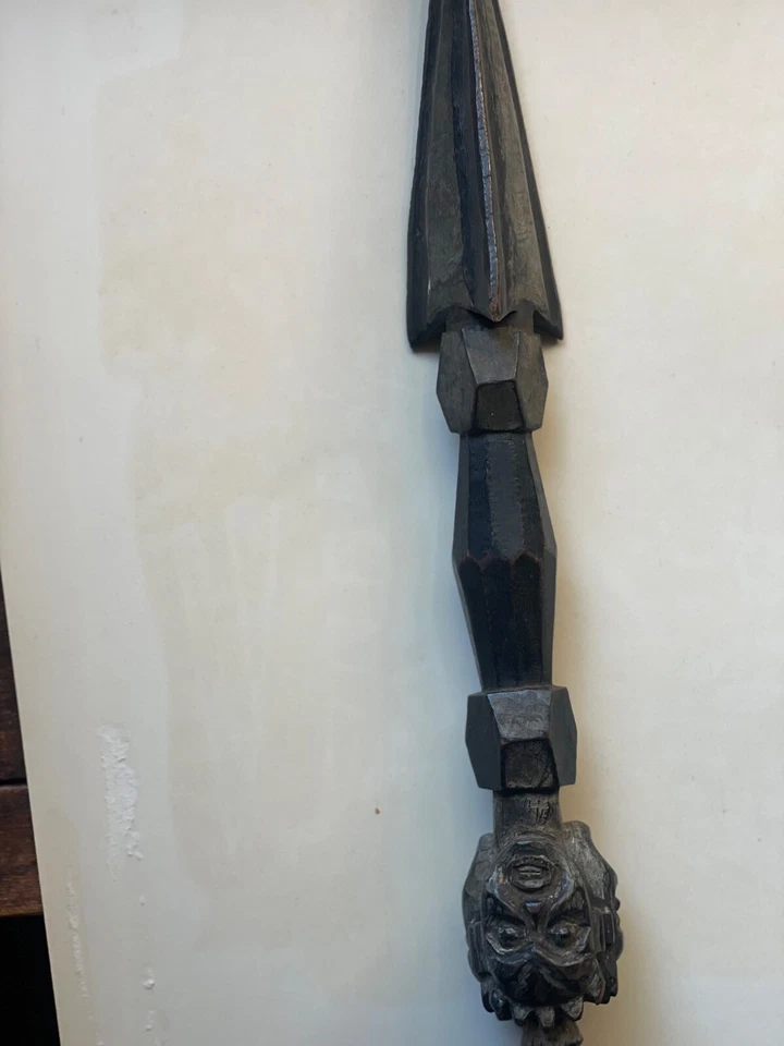 Madera vintage Tibet phurba. 3 caras Mahakala, 16,6 pulgadas, con sello de salida del Tíbet, Foto 2 de 4