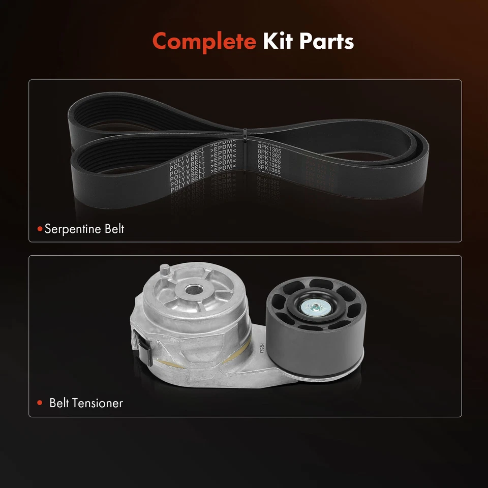 2Pcs Serpentine Belt Drive Component Kit for Freightliner FL60 MT35 Blue Bird - Image 2 of 4