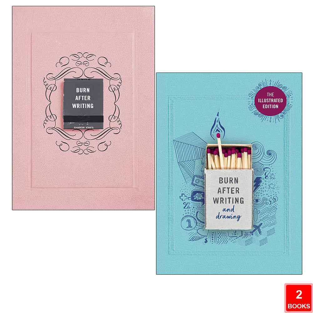 Burn After Writing Sharon Jones Drawing Illustrated Rhiannon Shove 2 Books Set