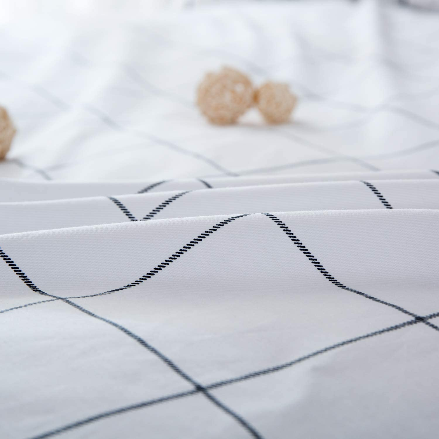 Jumeey Black and White Duvet Cover Twin Plaid Duvet Cover Grid Bedding