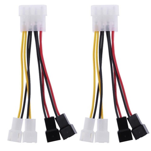 2pcs 4-Pin to 3-Pin fan Power Cable Adapter Connector 12v*2 / 5v*2
