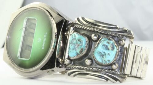  VVTG STERLING SILVER TURQUOISE NATIVE AMERICAN INDIAN WATCH BAND DANIEL LEE - 第 1/2 張圖片