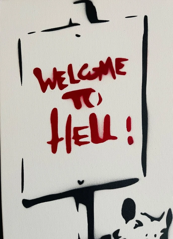 Pintura Banksy Rara Grande Dismaland 2015 con papeleo Foto 2 de 4