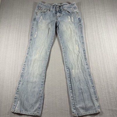 Younique Jeans Womens 11 Boot Cut Distressed Y2K Denim Light Wash