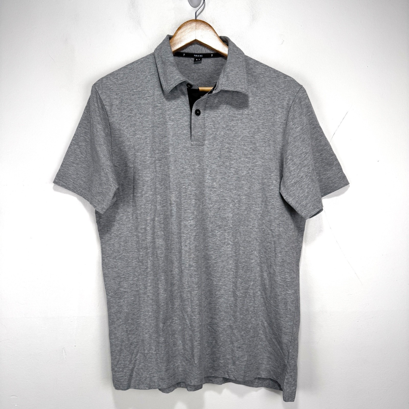 Public Rec Performance Polo Shirt Men Medium Gray Cotton Tencel Stretch Golf