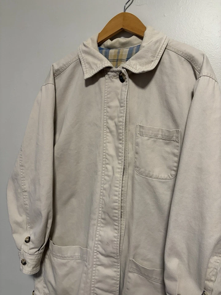 Abrigo de Granero Vintage Años 90 St John Bay Tareas Franela Forrado Pana Cuello Mediano Foto 2 de 4