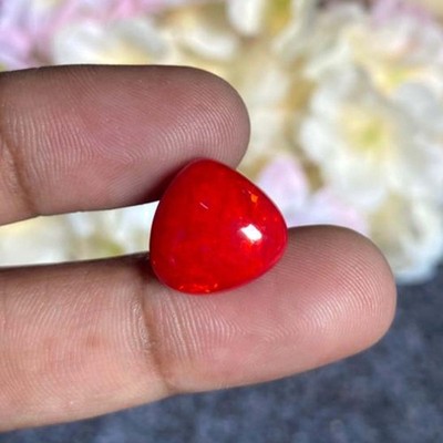 Red Ethiopian Opal Cabochon, Fire Opal Gemstone (14x14x7MM) Weight 6.95Ct.ZAF663