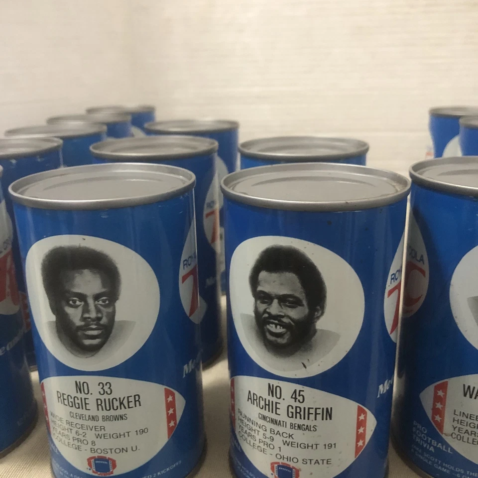 Latas de cola RC vacías de colección años 70 sin abrir. Lote de 23 equipos de fútbol americano y fotos de la NFL Foto 4 de 4