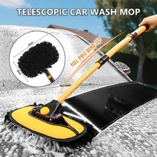 15&deg; Curved Car Microfibre Wash Brush Adjustable Telescopic Mop Kit Cleaning Tool