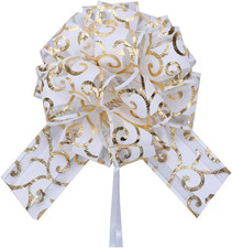 6-Pack White Pull Bows for Gift Wrapping - 6-Inch Ribbon Bows for All Occasions