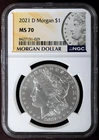 2021-D NGC MS70 MORGAN Silver $1 Dollar Coin Denver Mint MS70 w/Box COA