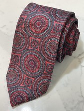 Vintage Ferrell Reed Nordstrom Silk Preppy Medallion Luxury Tie 58.5 x 3 Italy