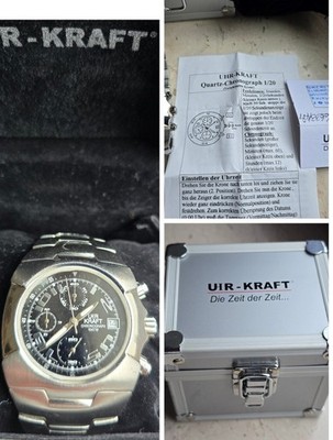 Original UHRKRAFT Chronograph Edelstahluhr voll Funktionsfähig  * Batterie Neu