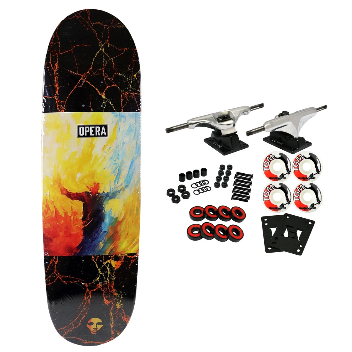Skateboard Retro Boards 22 Pouces, Deck Jaune, Roues Orange, Rétro