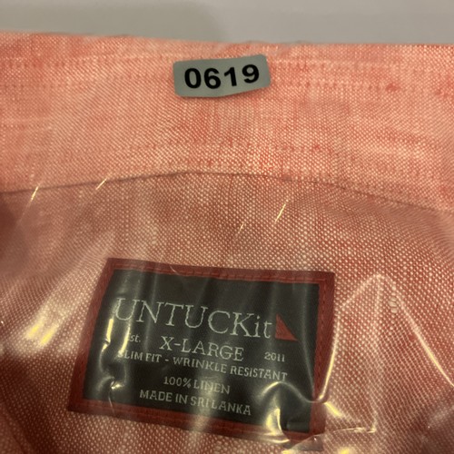 Untuckit Cameron Linen Slim Fit Shirt Mens XL Red Short Sleeve Button Up 40878 - Picture 10 of 10