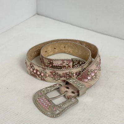 BB Simon Belt Pink 100% Authentic Size L Swarovski Crystal cowhide