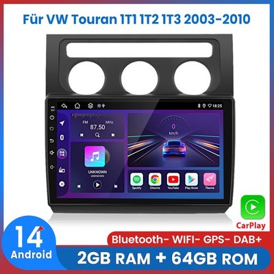 Für VW Touran 1T1 1T2 1T3 2003-2010 Android 14 2+64GB Autoradio GPS NAVI Carplay