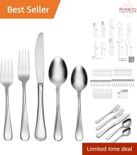 Flatware Set 65 Pieces Stainless Steel Service for 12 Dishwasher Safe Silverware