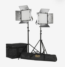 ikan RB10 Rayden 2-Light LED Continuous Kit w/ Stands, Bags, Barn Doors 120W
