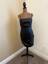 Lulus Black Faux Leather Ruched Bodycon Mini Dress NWT Night Out Party