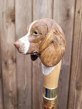 Wooden walking stick hand carved dog wooden walking cane