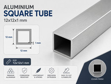 Aluminium Square Box Section Tube 1M Hollow Profile Extrusion Various Sizes
