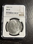 1884-O Morgan Silver $1 Dollar - NGC MS60