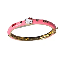 Hello Kitty Sanrio Girls Brass JCM Gold Plated Pink Enamel Multi 6" NWT