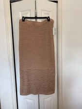 NWT Nine West Knit Pencil Skirt Women's XL Tan Maxi Slip On Stretchy