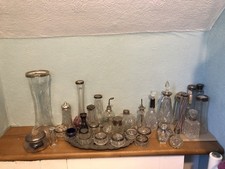 30 X Antique British Hallmarked  Silver-Topped Cut Glass Bottles Etc.