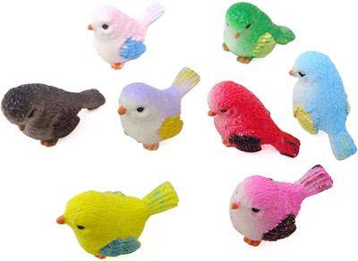 8PCS Cute Mini Bird Decorative Figurines, Miniature Bird Figurines, Simulation B