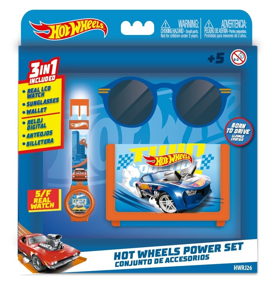 Подарочный набор игрушек Hot Wheels Adventure Gear ЖК-часы солнцезащитные очки и кошелек - Гонка 4590₽