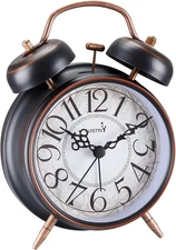 Loud Alarm for Deep Sleepers 4'' Retro Twin Bell Alarm Clock with Backlight for