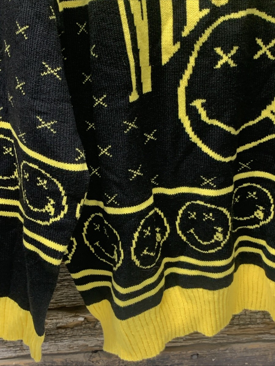 Nirvana Knitted Sweater Yellow &Black Kurt Cobain Grunge