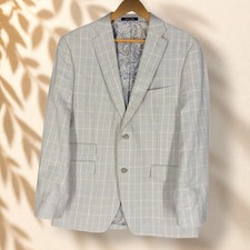 Alan Flusser Blazer Men M Medium Gray Plaid Button Up Collared Long Sleeve