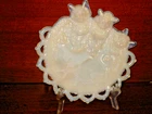 Vtg. White Trio Cat Plate Scallop Edge Plate White Milk Slag Glass WEstmoreland?