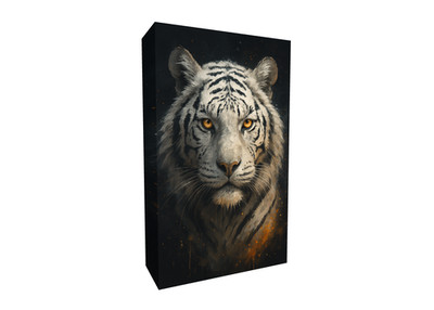 White Tiger Ember Glow Fierce Poster Druck gerahmte Leinwand Wandbild
