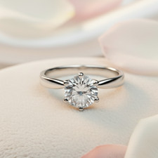 Sterling Silver 925 Solitaire Ring w/ CZ Cubic Zirconia Crystal