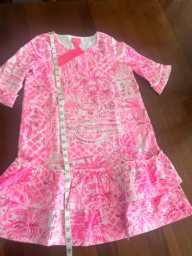 NWT LILLY PULITZER Kailyn Pink Blossom Palm Beach Paradise Dress Girls XL 12-14 - Picture 9 of 10