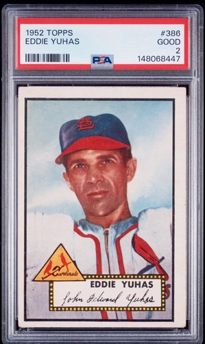 1952 Topps Tough High #386 Eddie Yuhas PSA 2 St. Louis Cardinals Under Graded