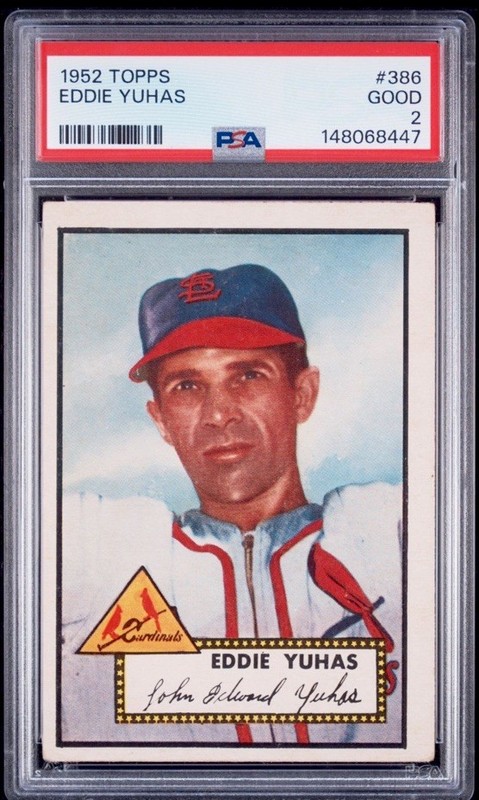 1952 Topps Tough High #386 Eddie Yuhas PSA 2 St. Louis Cardinals Under Graded