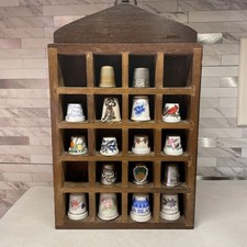 Vintage Thimble Wall Display With 17 Thimbles