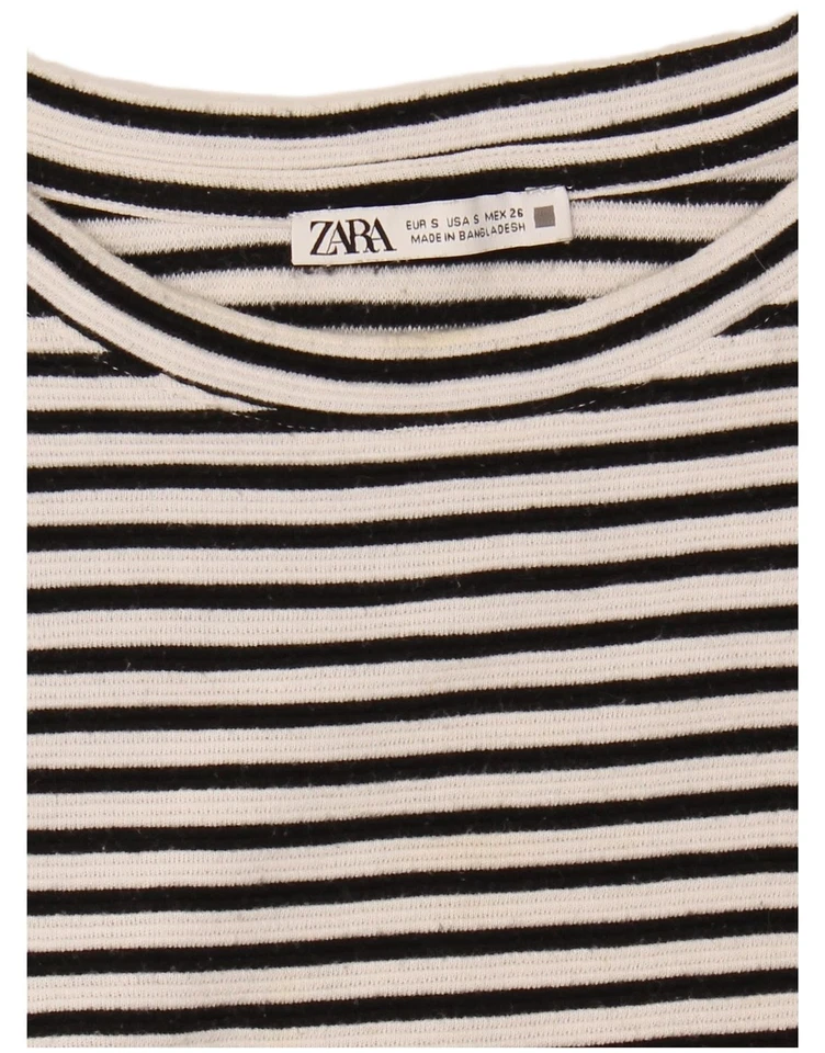 ZARA Womens Loose Fit Basic Dress UK 10 Small Black Striped AN14 - Image 4 of 4