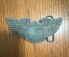 Vintage Harley-Davidson Motor Cycles Shield and Wings Belt Buckle