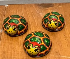 Vintage Lot of 3 Tin Litho Turtle Friction Toy Japan 1950s  Colorful Shell