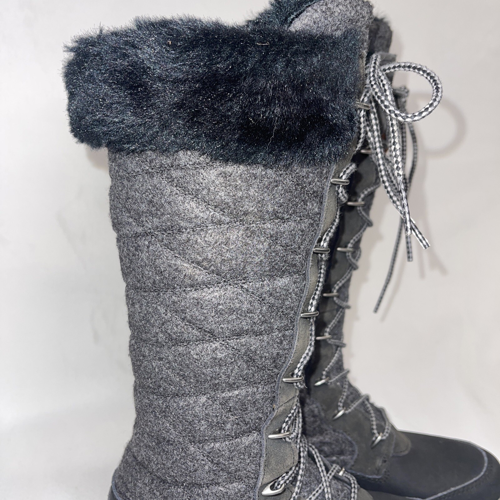 Stivali alti Salomon Hime Absolute nero grigio trapuntato pelliccia sintetica Climashield taglia 5