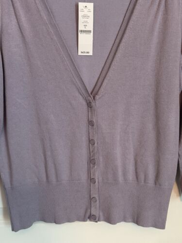 NEU MIT ETIKETT WHITE HOUSE BLACK MARKT STRICKJACKE LILA V-AUSSCHNITT - GRÖSSE LARGE - Bild 3 von 6