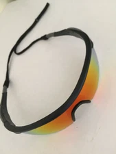 Bulbhead mirror Sunglasses black wraparound frame rainbow lens