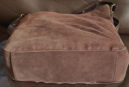 Mercedes Benz Rare Classic Brown Suede Leather Satchel Hand/Shoulder Bag - Picture 5 of 12